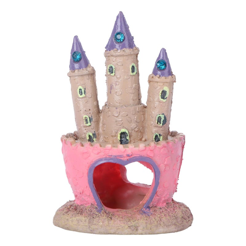 POPETPOP Aquarium Decorations Heart Castle - Fish Tank Decorations Cichlids Fish Hideout House for Girls Gift Toy Pink - Image 1